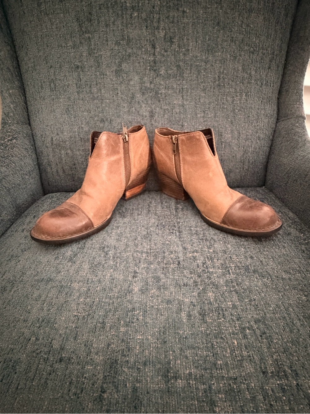 Born Keya Bootie Leather Ankle Boots Two Tone Leather